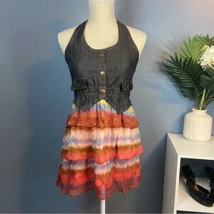 Hot & Delicious Y2K Tie Dye Ruffle Tiered Halter Top